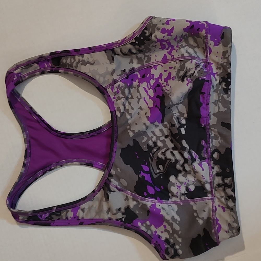 Calvin Klein Sports Bra Purple & Gray Abstract Quick Dri Performance sz Medium